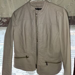 Baccini Off-White Faux Leather Jacket